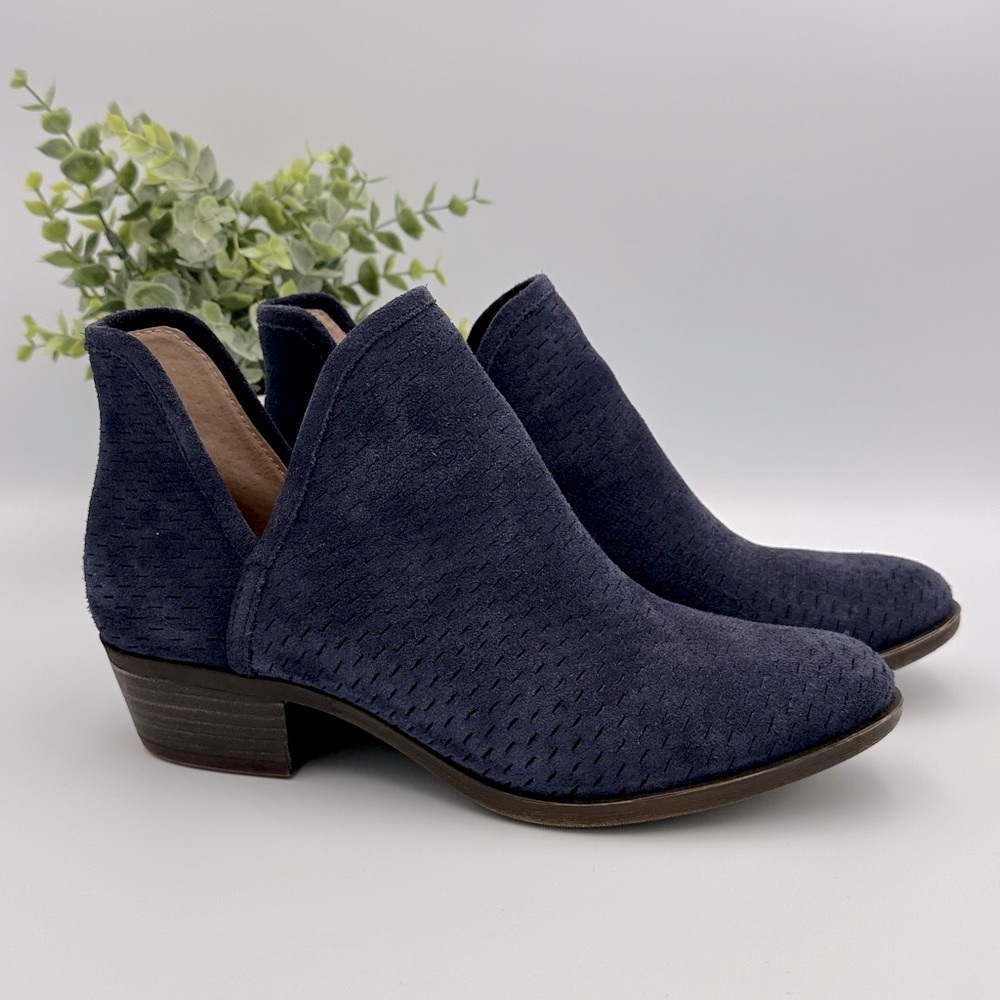 Lucky Brand Women’s Balei Heel Ankle Blue Leather Bootie Size 6.5 - Picture 1 of 14